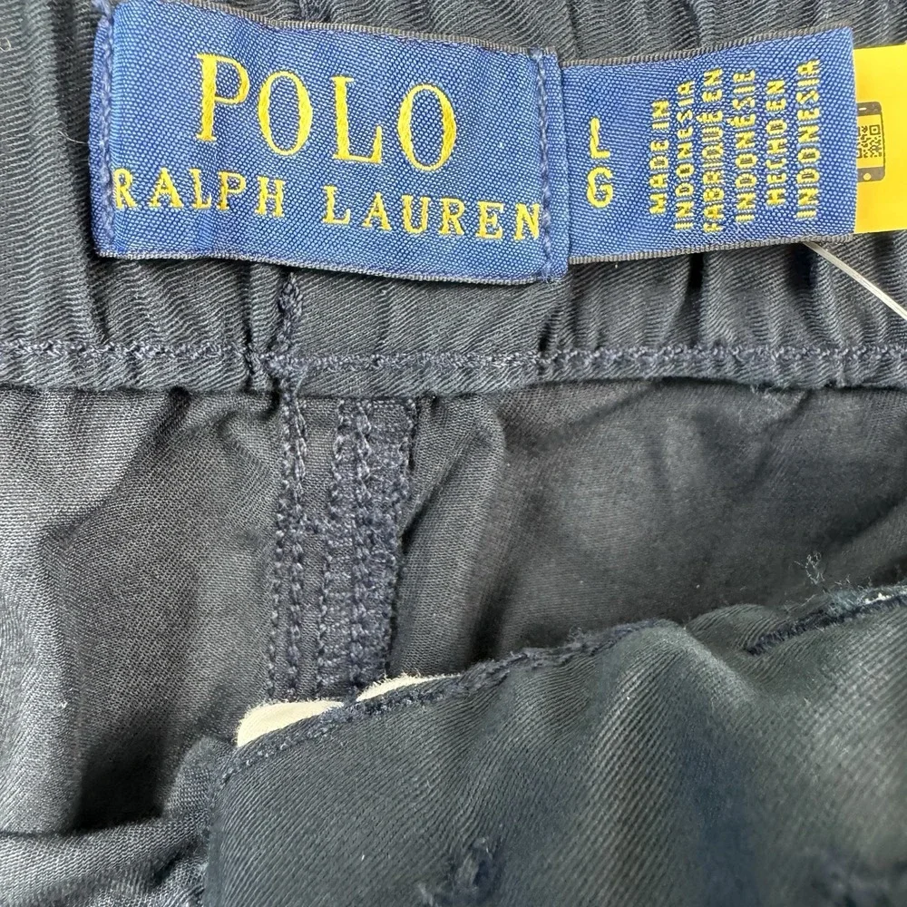 Polo Ralph Lauren Navy Blue Lightweight Cotton Cargo Drawstring Pant L NWT